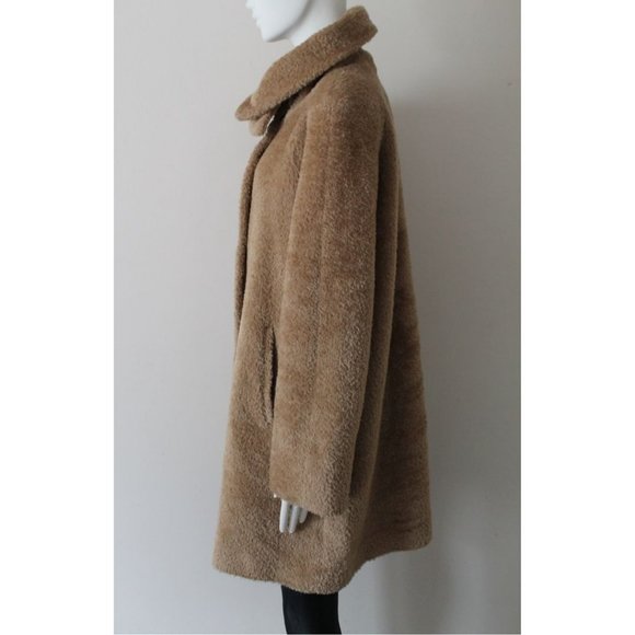 Max Mara Studio Gregory Teddy Alpaca and Wool Coat Size 14 Tan - Picture 5 of 10